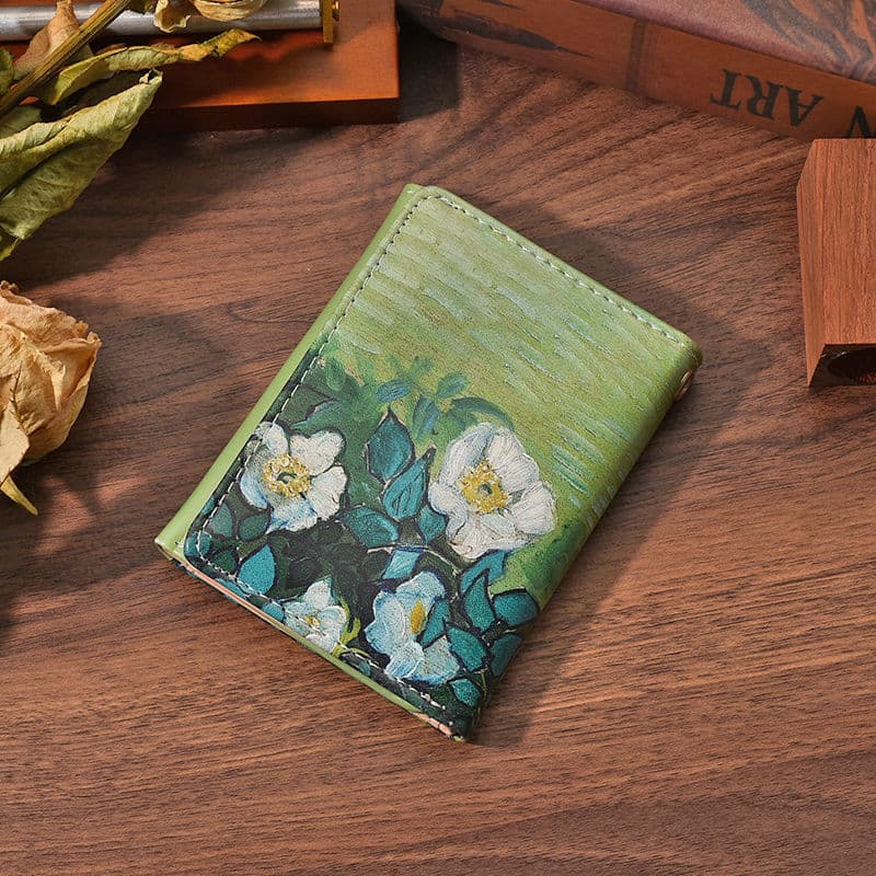 レディース二つ折り財布 花柄アート風レディース二つ折り財布